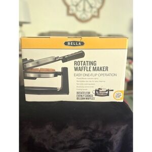 Bella Rotating Waffle Maker 1100W Non-Stick Belgian Waffle Iron Black Stainless
